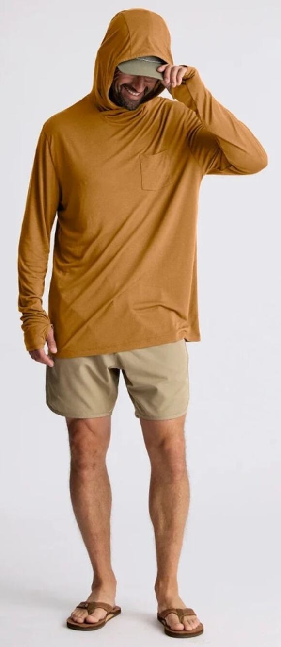 Free Fly Men's Bamboo Lightweight Hoodie Ochre L
